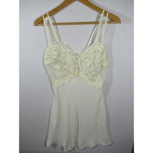 Vintage California Dynasty Short Nightgown Chemise Size M Ivory Chiffon Bridal